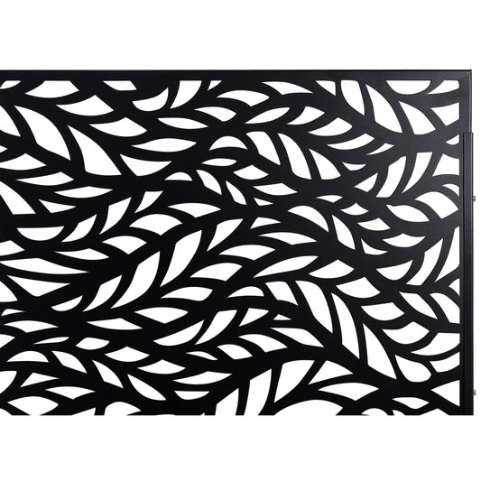 Outdoor & Indoor Privacy Screen Metal Privacy Screen, Freestanding Decorative Privacy Screen For Deck Balcony Patio - Black