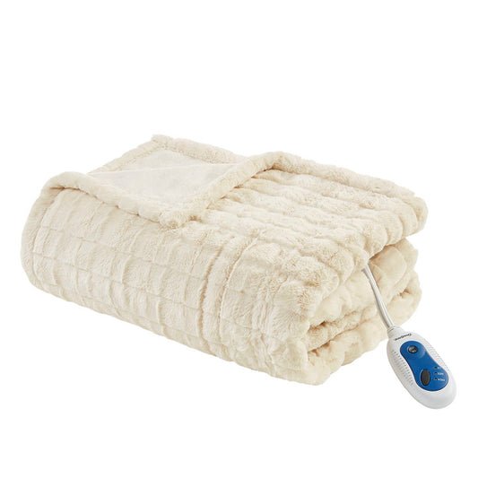 Zuri - Oversized Heated Throw - Ivory Texture