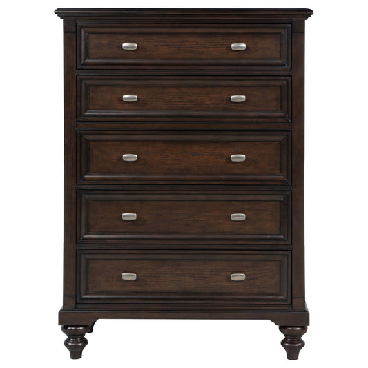 Berwick - 5 Drawer Chest With Felt Lined Top Drawers - Dark Oak
