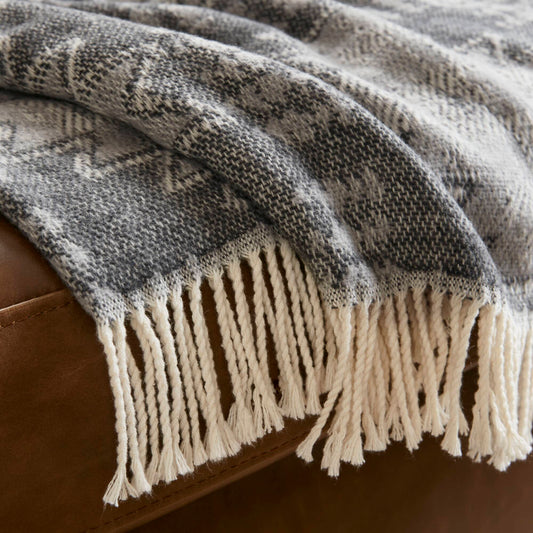 Alberta - Cotton Blend Throw - Gray Aztec