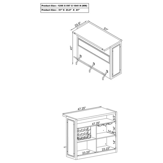 Garrison - 5 Shelf Home Bar Wine Cabinet With Stemware Racks And 12 Bottle Wine Storage - Oak