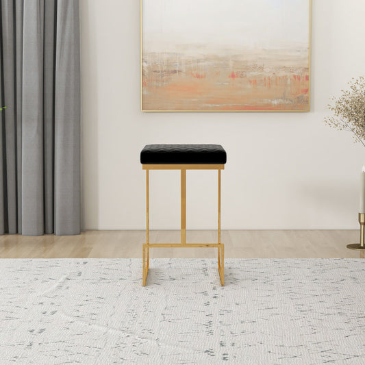 Joel - Upholstered Stool - Black / Gold