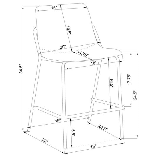 Counter Height Stools With Footrest (Set of 2) - Gray / Black