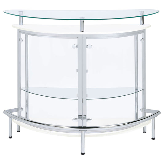 Strick - Freestanding Glass Top Home Bar Wine Cabinet - White