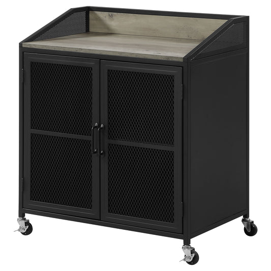 Arlette - 2 Door Mobile Home Bar Wine Cabinet With Smooth Rolling Casters - Black