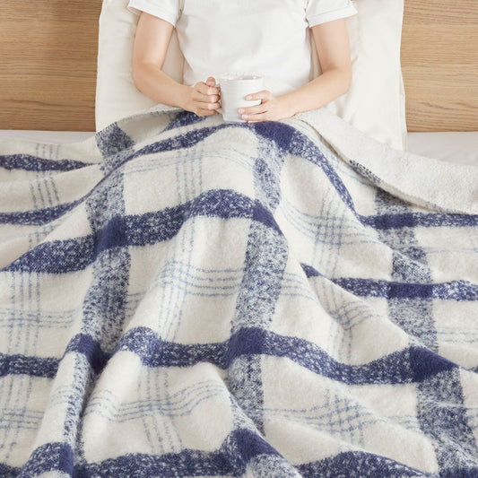 Bloomington - Faux Mohair to Sherpa Throw - Blue