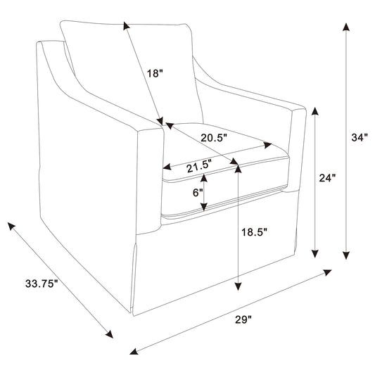 Merced - Upholstered Sloped Arm Accent Swivel Chair With 360 Degree Swivel Base - Gray