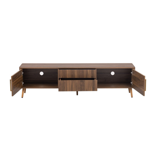 TV Stand With 2 Drawers, Media Console Table For TVs Up To 80'' For Living Room - Walnut