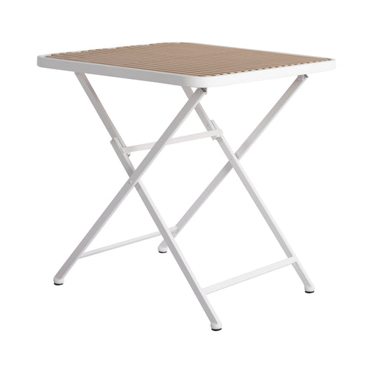 Modern Folding Square Table, Water Proof And Wear Resistant - Apricot / White