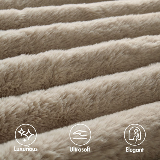 Jasmine - 3 Piece King Ultrasoft Ribbed Comforter Set - Taupe