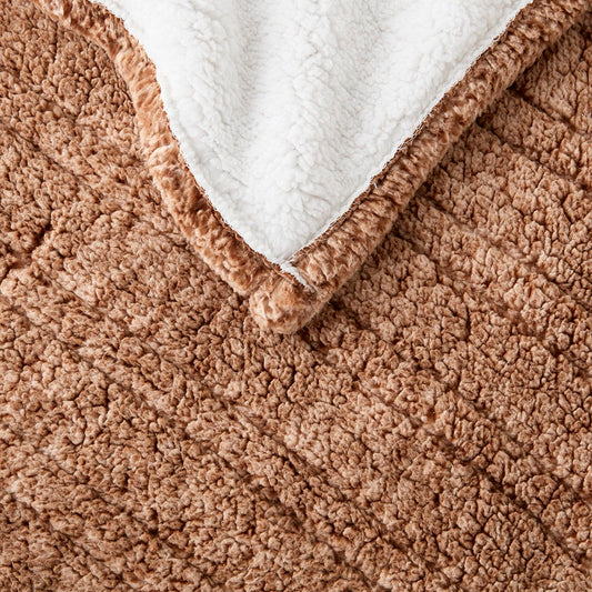 Marbled Sherpa - Heated Throw - Brown