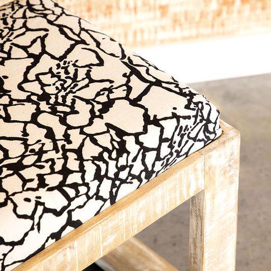 Sled - Leg Accent Bench With Abstract Upholstery - White