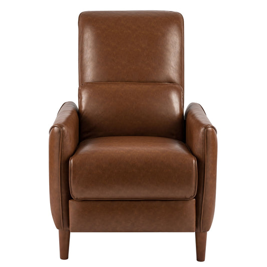 Upholstered Push Recliner Chair With Rubber Wood Legs For Living Room