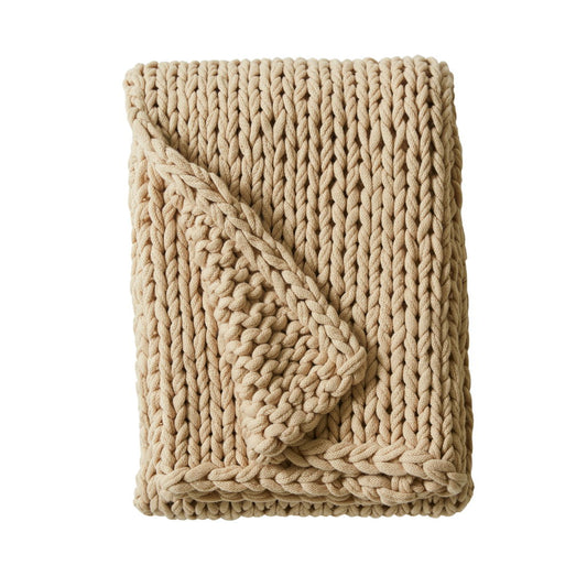 Chunky Double Knit - Handmade Throw - Tan