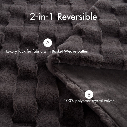 Vivienne - Faux Fur Throw - Gray