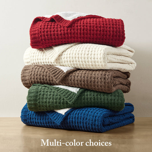 Rowan - Waffle Knit Chenille Throw - Red