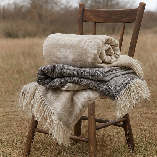 Alberta - Cotton Blend Throw - Neutral Aztec