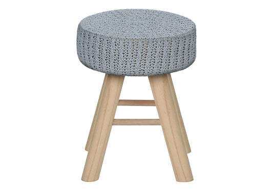 Ottoman, Pouf, Footrest, Foot Stool, Round, Natural Wood Legs, Contemporary, Modern