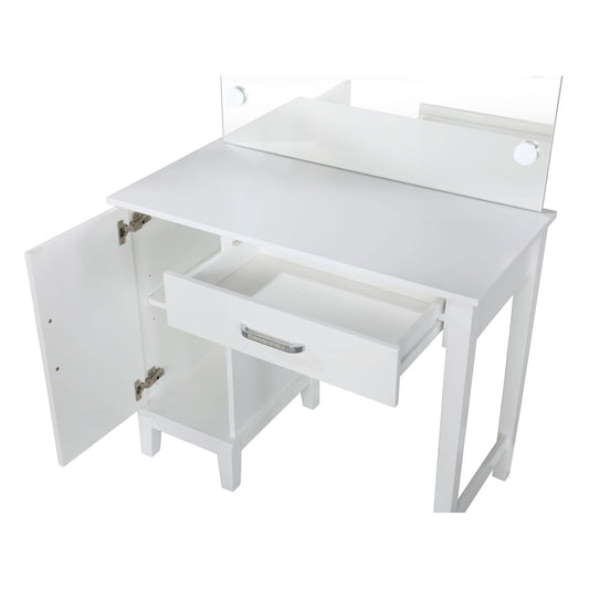 Elijah - Vanity Set With Lighting And Stool - White