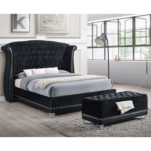 Tufted Trunk With Nailhead Trim Storage Solution - Black