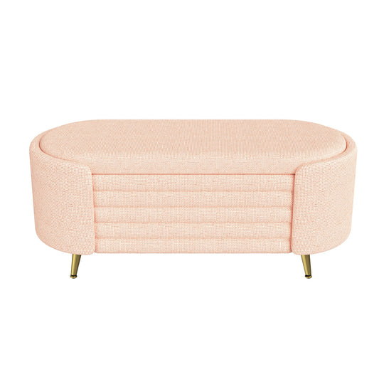 Modern Oval Storage Ottoman With Upholstery