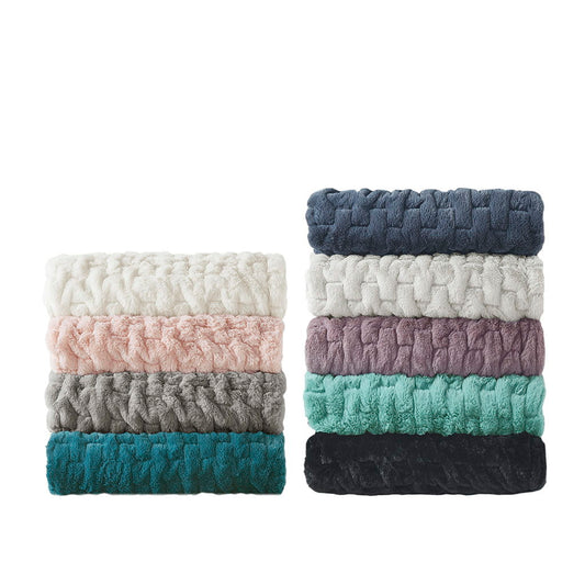 Ruched Fur - Ruched Throw - Aqua