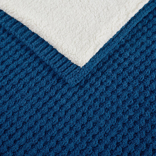 Rowan - Waffle Knit Chenille Throw - Navy Blue