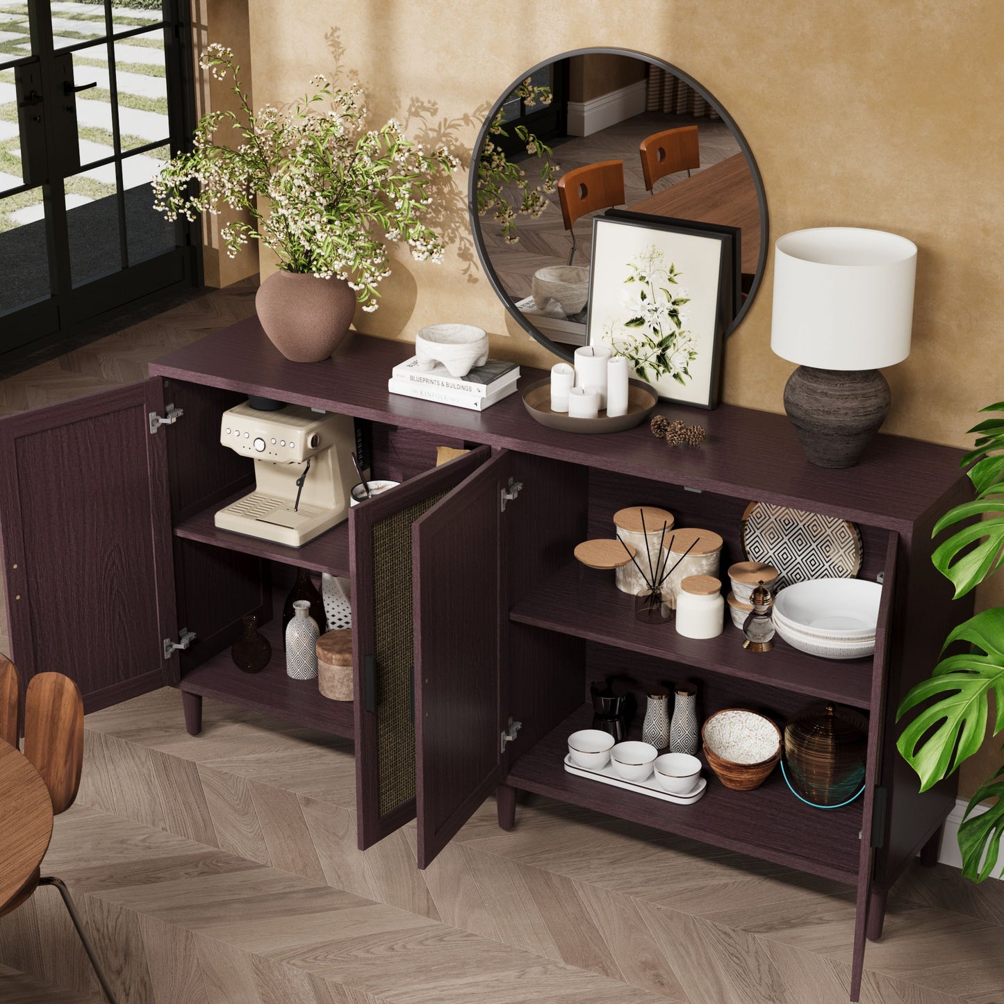 Buffet Cabinet With Adjustable Shelves For Kitchen