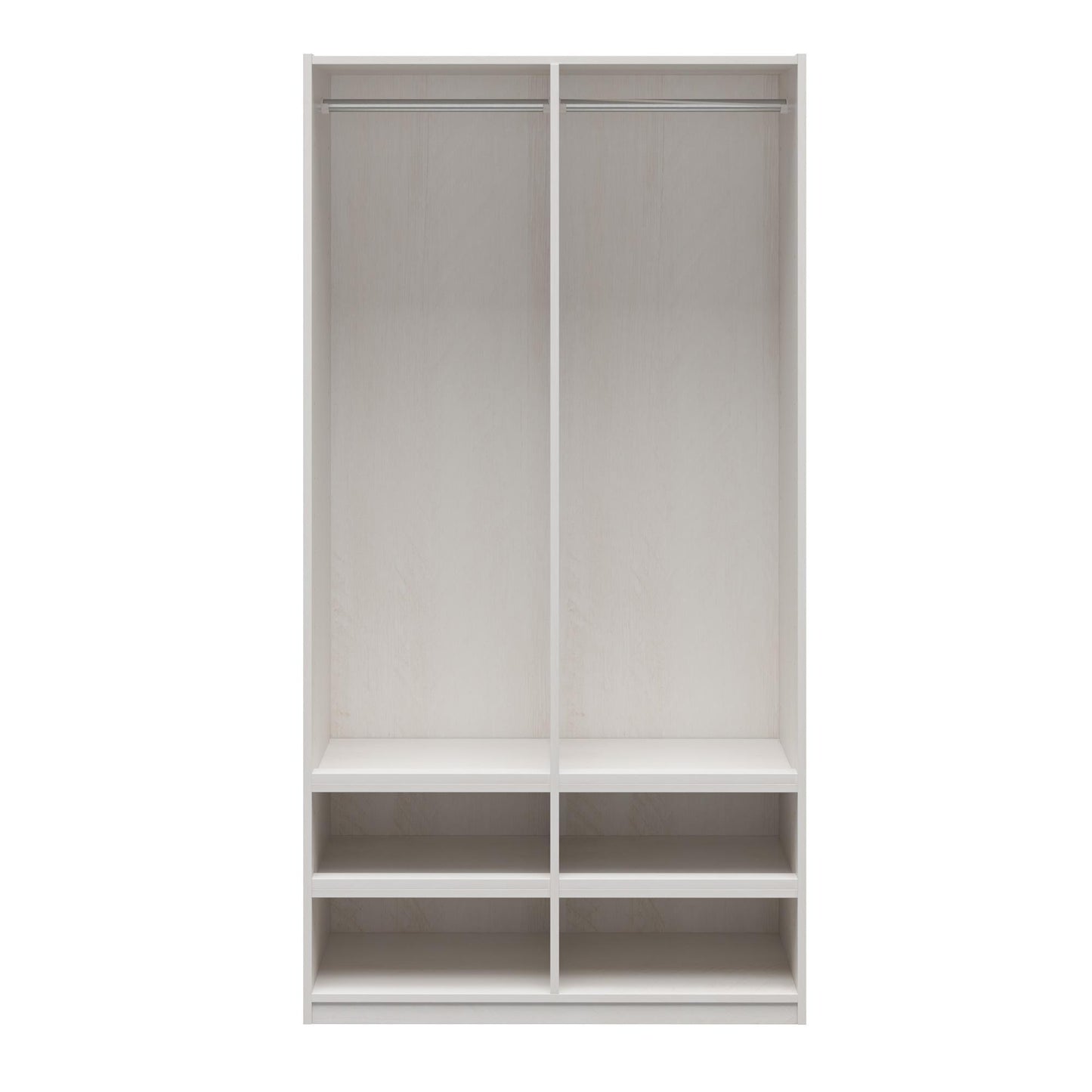 Suite Style Modular Extra Wide Wardrobe With Open Shelves - White