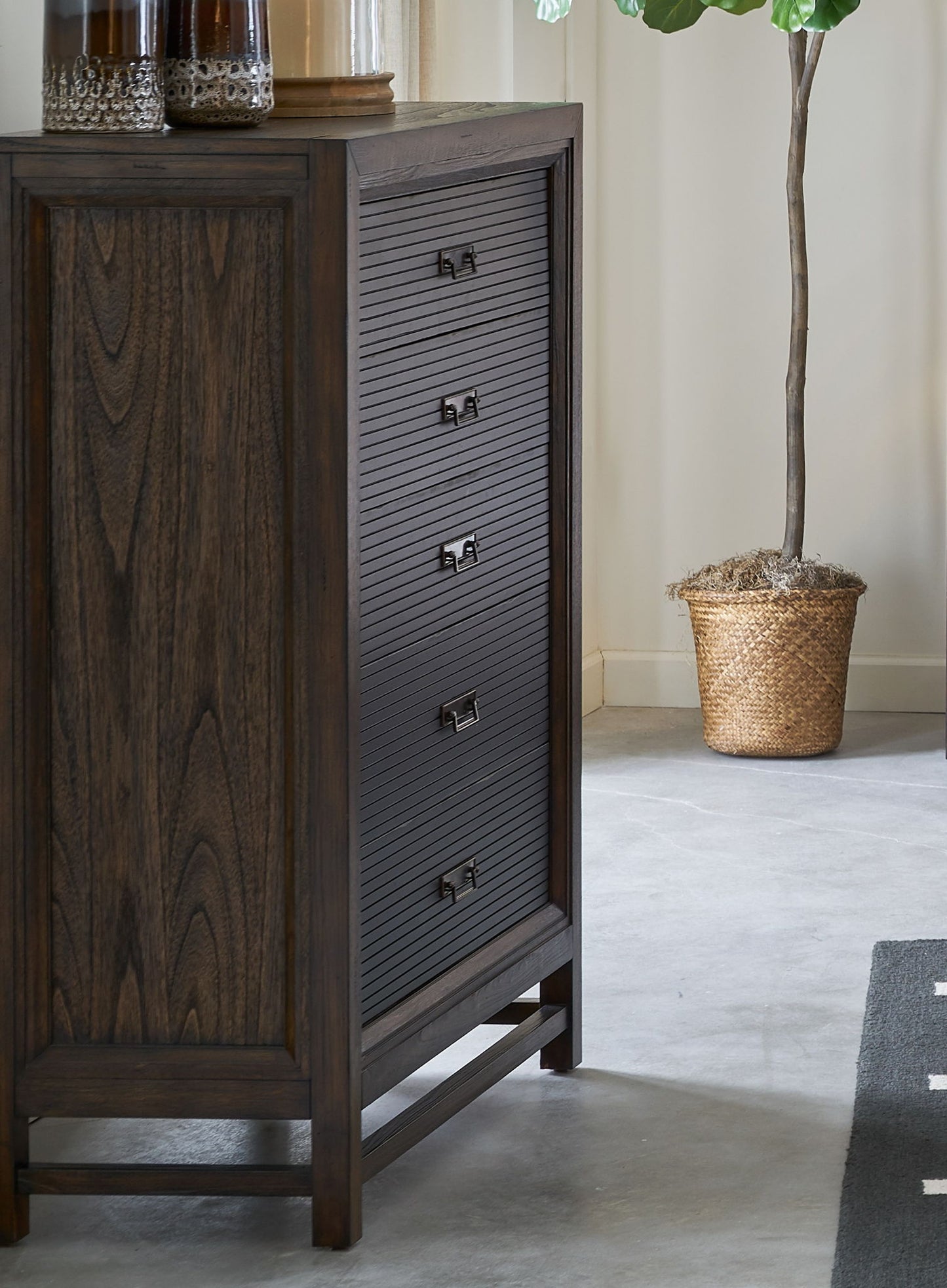 5 Drawer Chest, 2 Tone - Brown