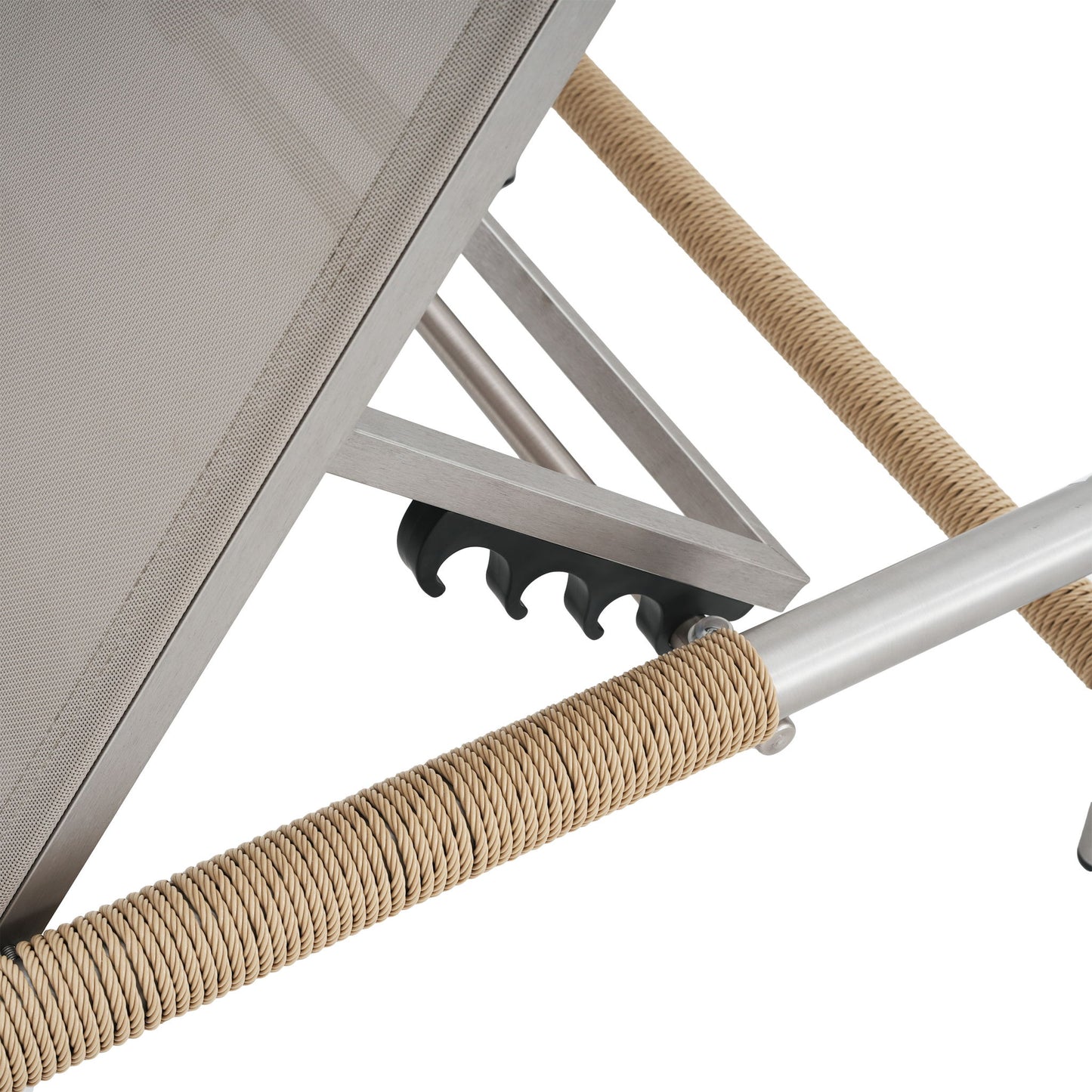 Hargrove - Outdoor Patio Aluminun Chaise Lounge, Outdoor Mesh Seat - Natural / Silver