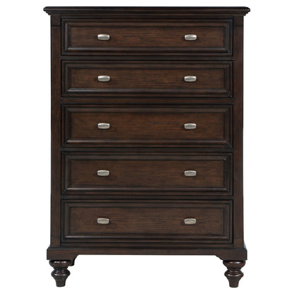 Berwick - 5 Drawer Chest With Felt Lined Top Drawers - Dark Oak