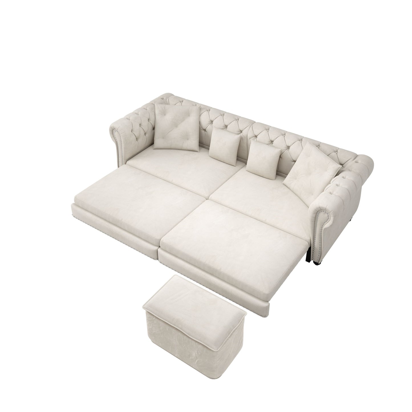 3 In 1 Convertible Sleeper Sofa Bed With Movable Ottoman