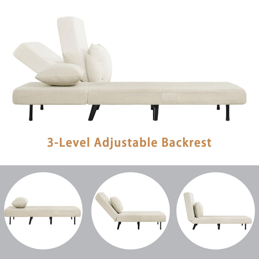 3 In 1 Foldable Chaise Lounge With Adjustable Backrest