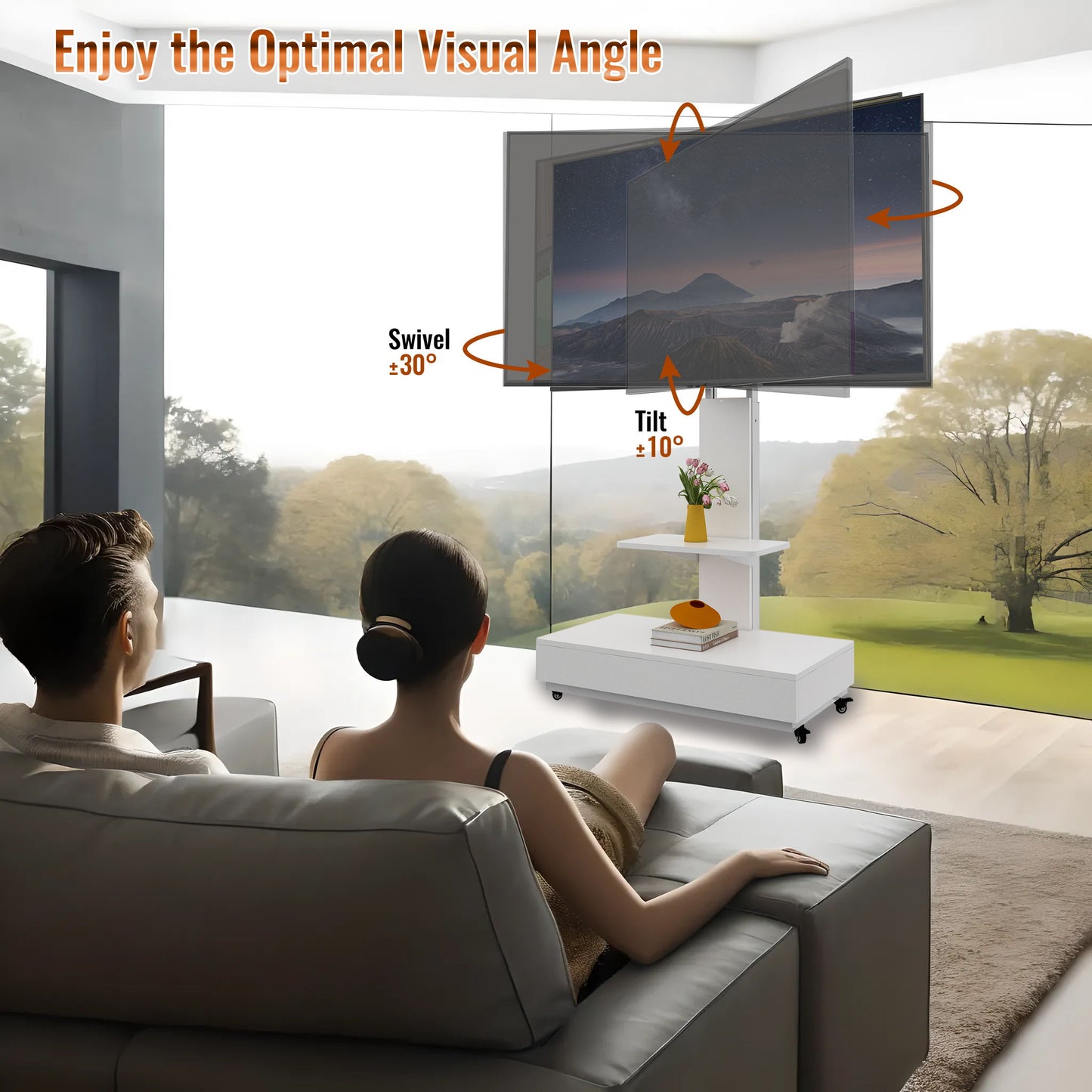 Adjustable Height Mobile TV Cart