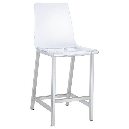 Counter Height Stools With Curved Back Design (Set of 2) - Clear
