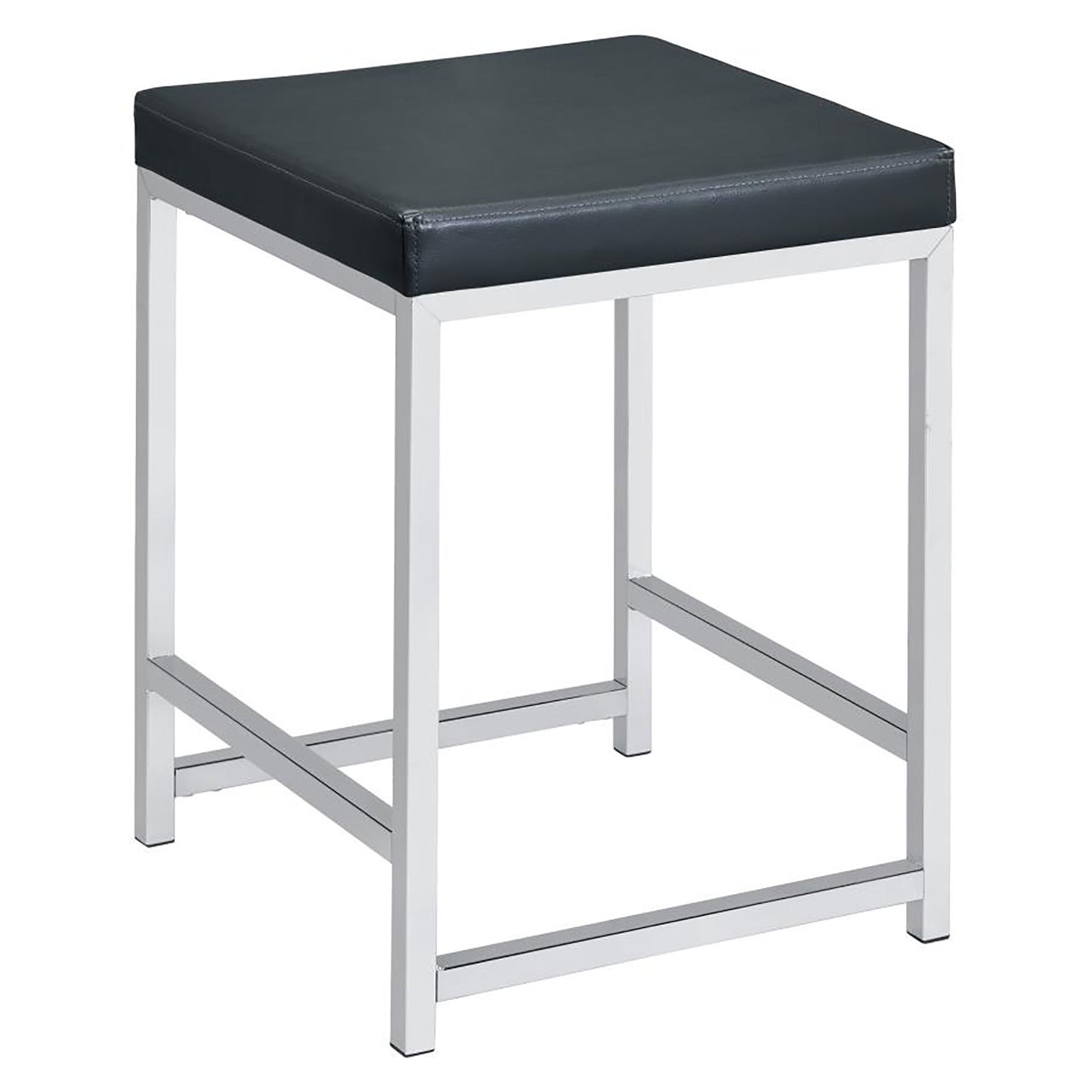 Upholstered Square Vanity Stool With Base - Dark Gray