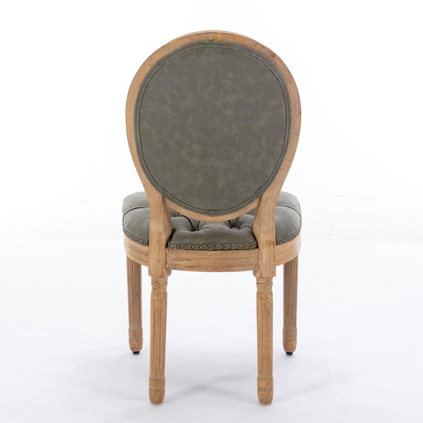 French Style Solid Wood Frame Antique Painting, Hand-Pulled Buckle Decoration Artificial Dining Chair With Nailhead Trim, Wood Legs