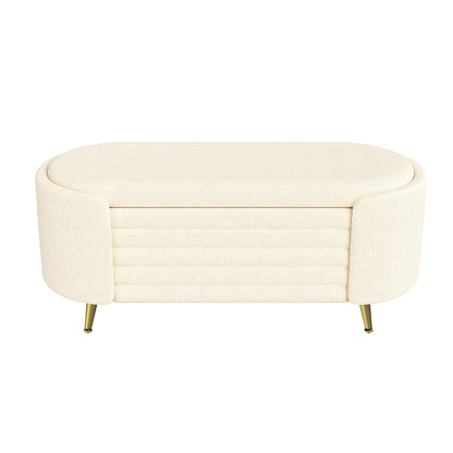Modern Oval Storage Ottoman With Upholstery