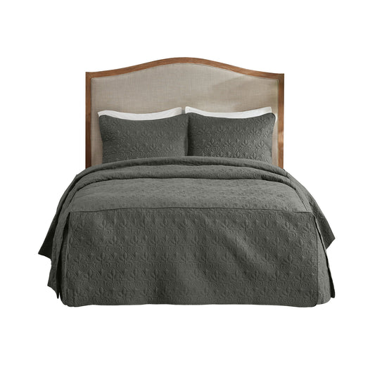 Quebec - Queen Fitted Bedspread (Set of 3) - Dark Gray