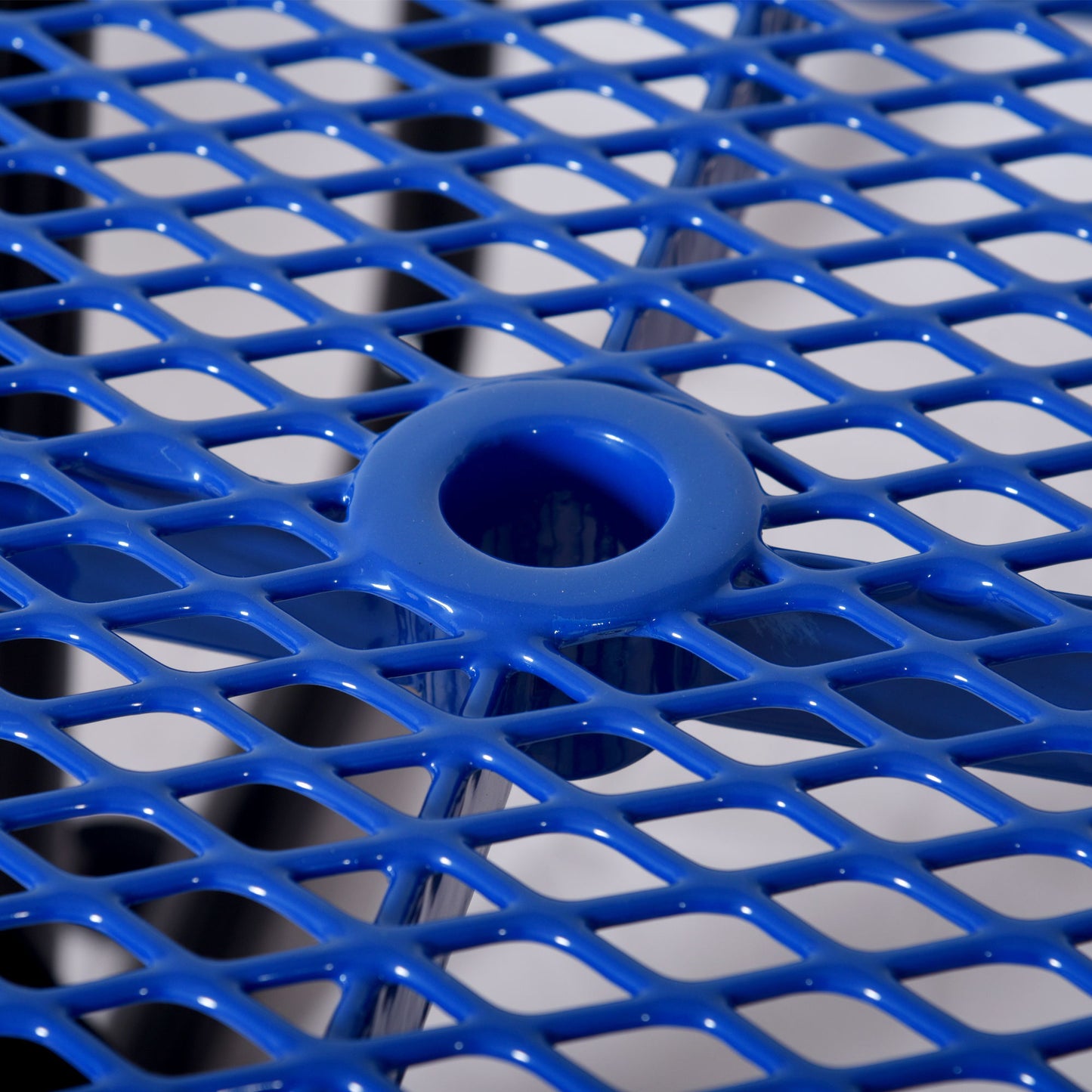 Square Outdoor Steel Picnic Table, With Umbrella Pole