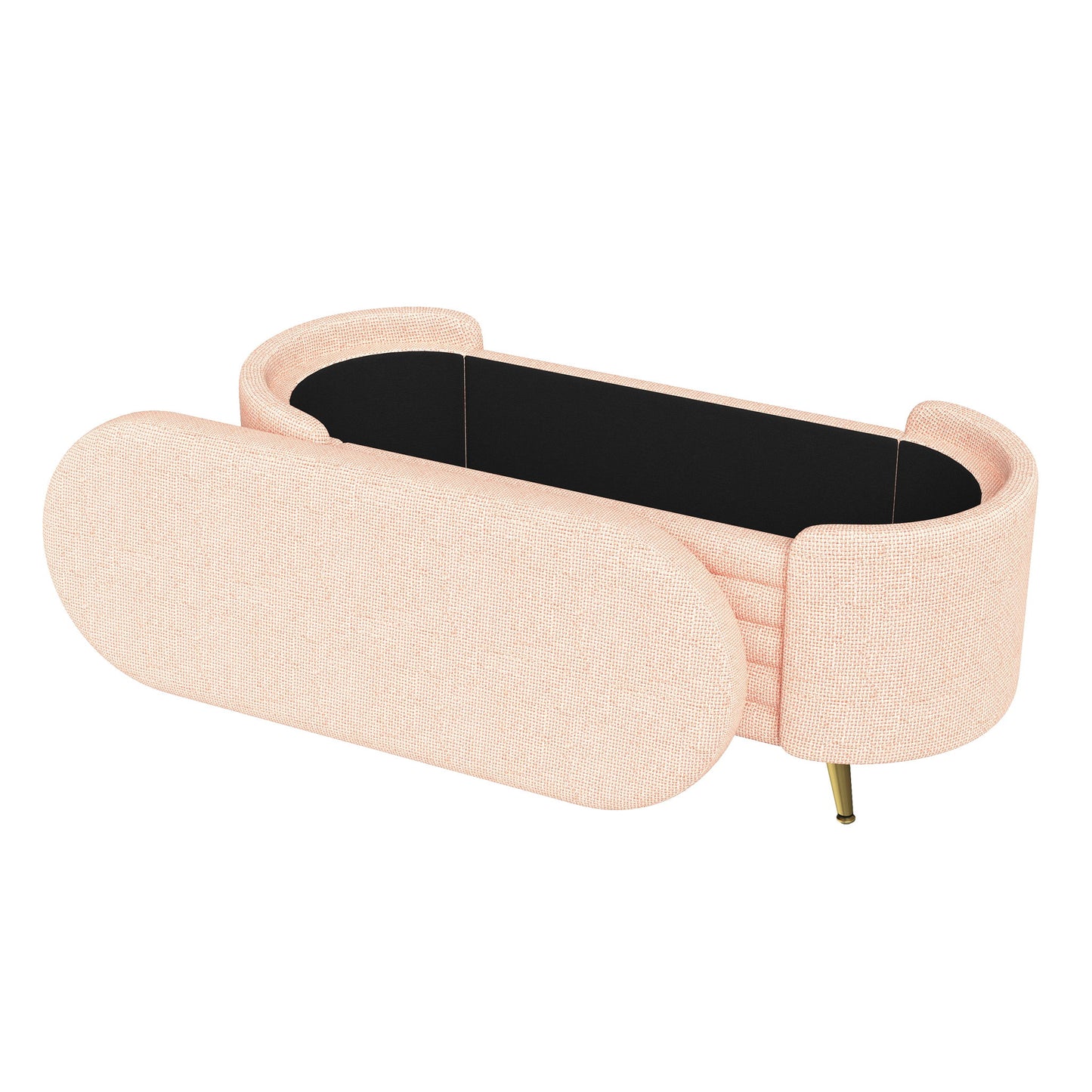 Modern Oval Storage Ottoman With Upholstery