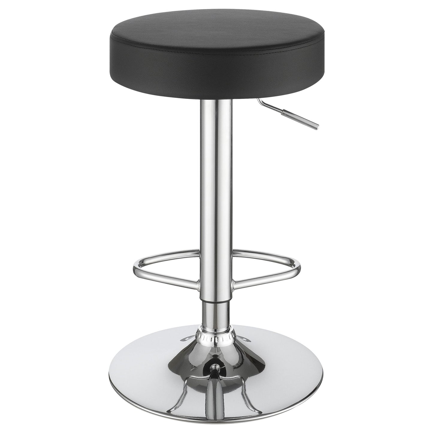 Adjustable Hydraulic Bar Stool With Base And Padded Seat - Black / Silver