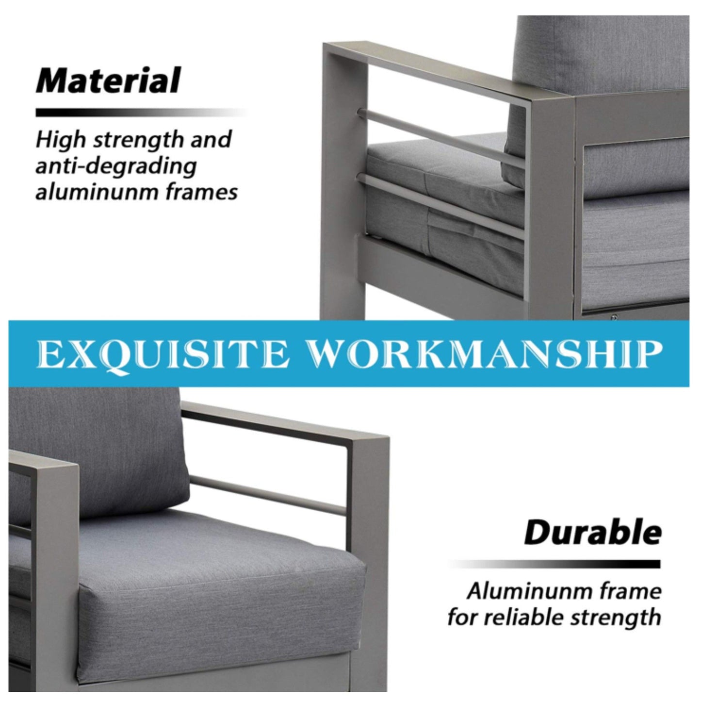 All Weather Patio Loveseat With Thick Cushions - Gray / Gray