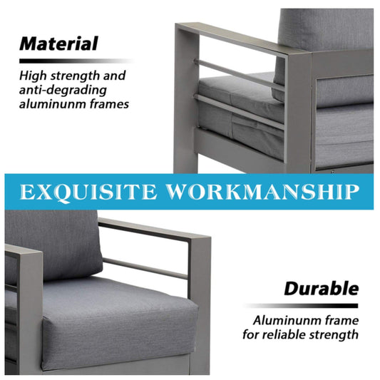 All Weather Patio Loveseat With Thick Cushions - Gray / Gray