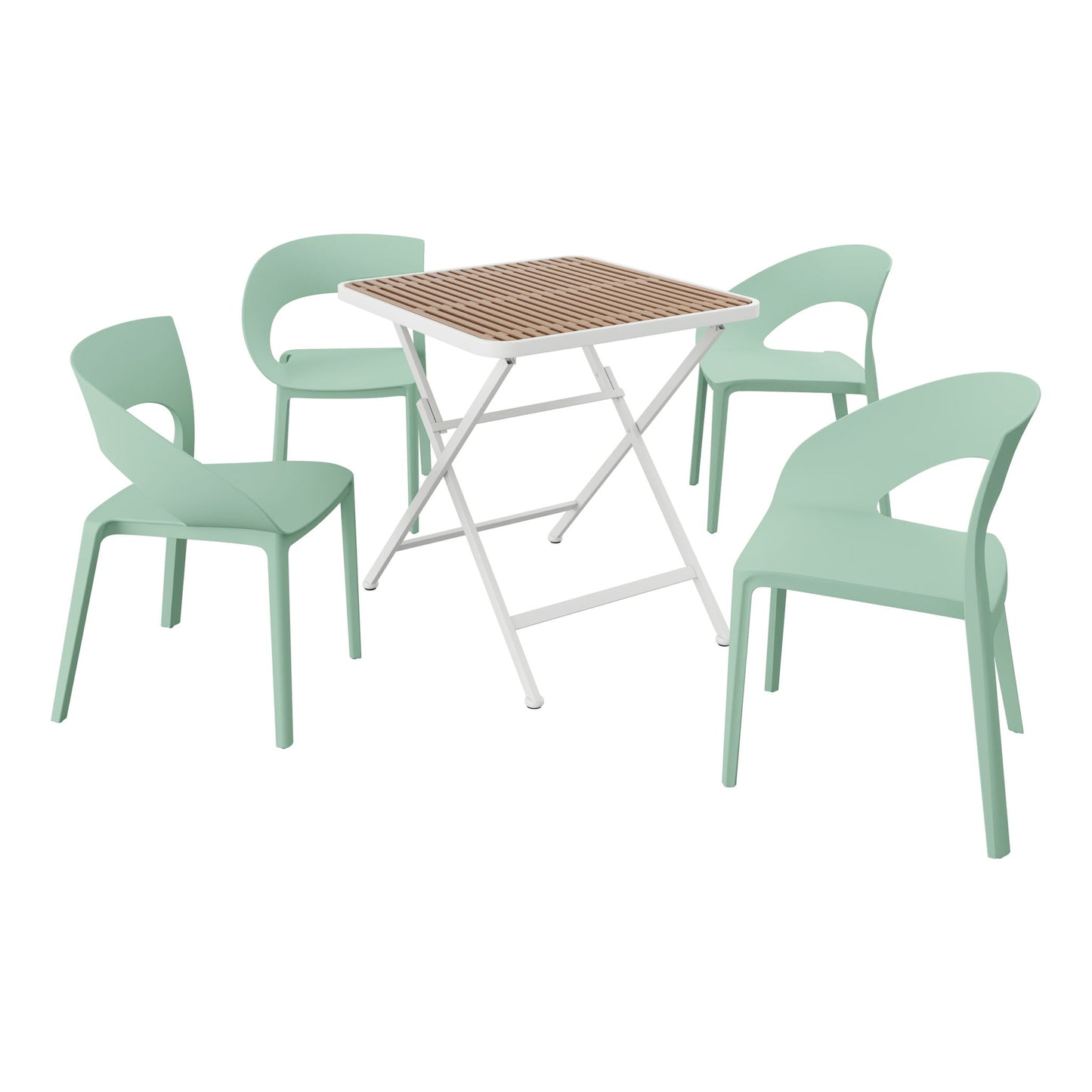 4 Piece Set Of Modern Designed Single Chairs With Folding Square Table