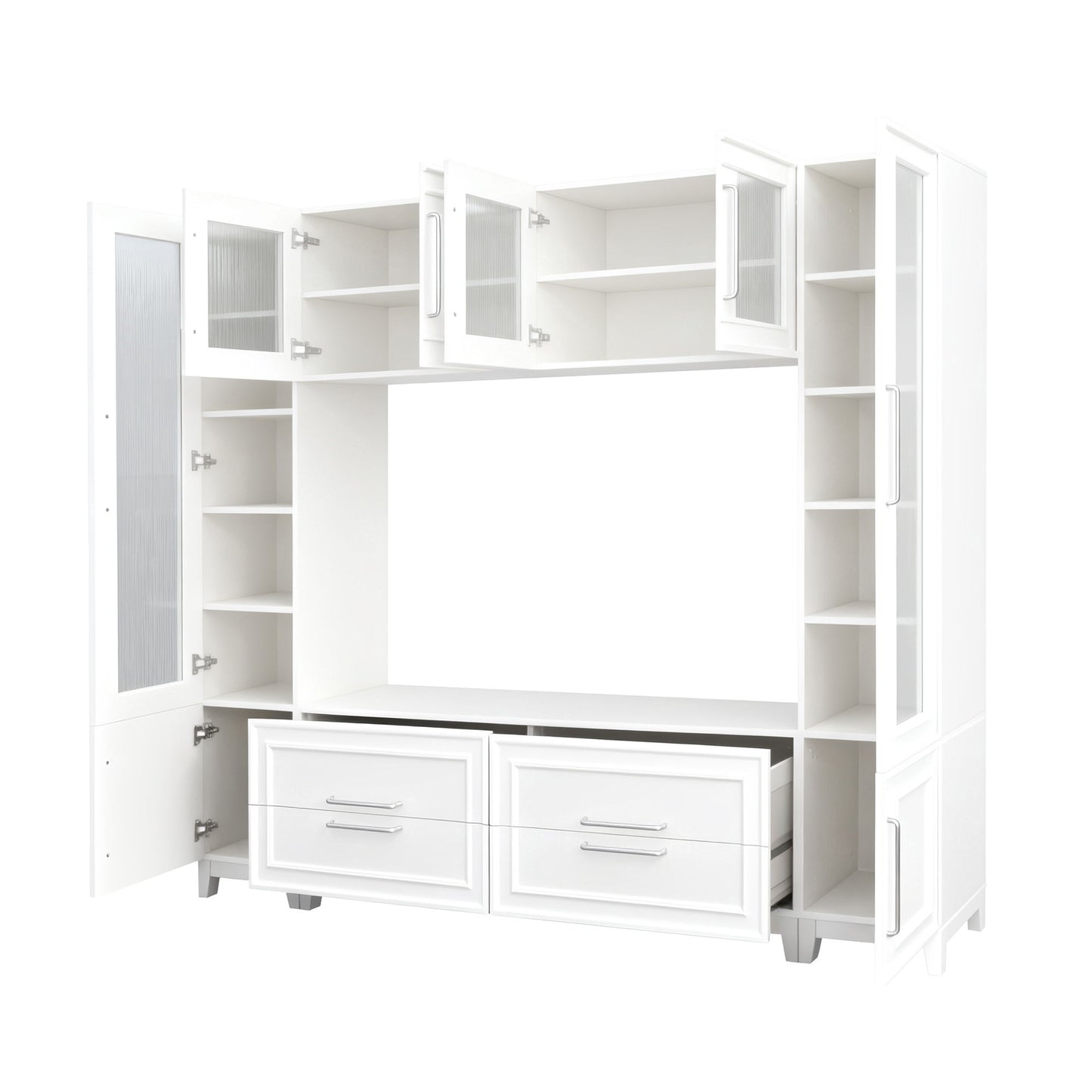Wall Unit Modern Entertainment Center With Glass Doors