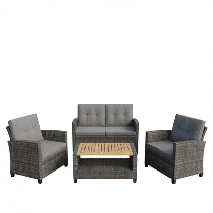 Modern All-Weather Patio Set With Cushions And Table