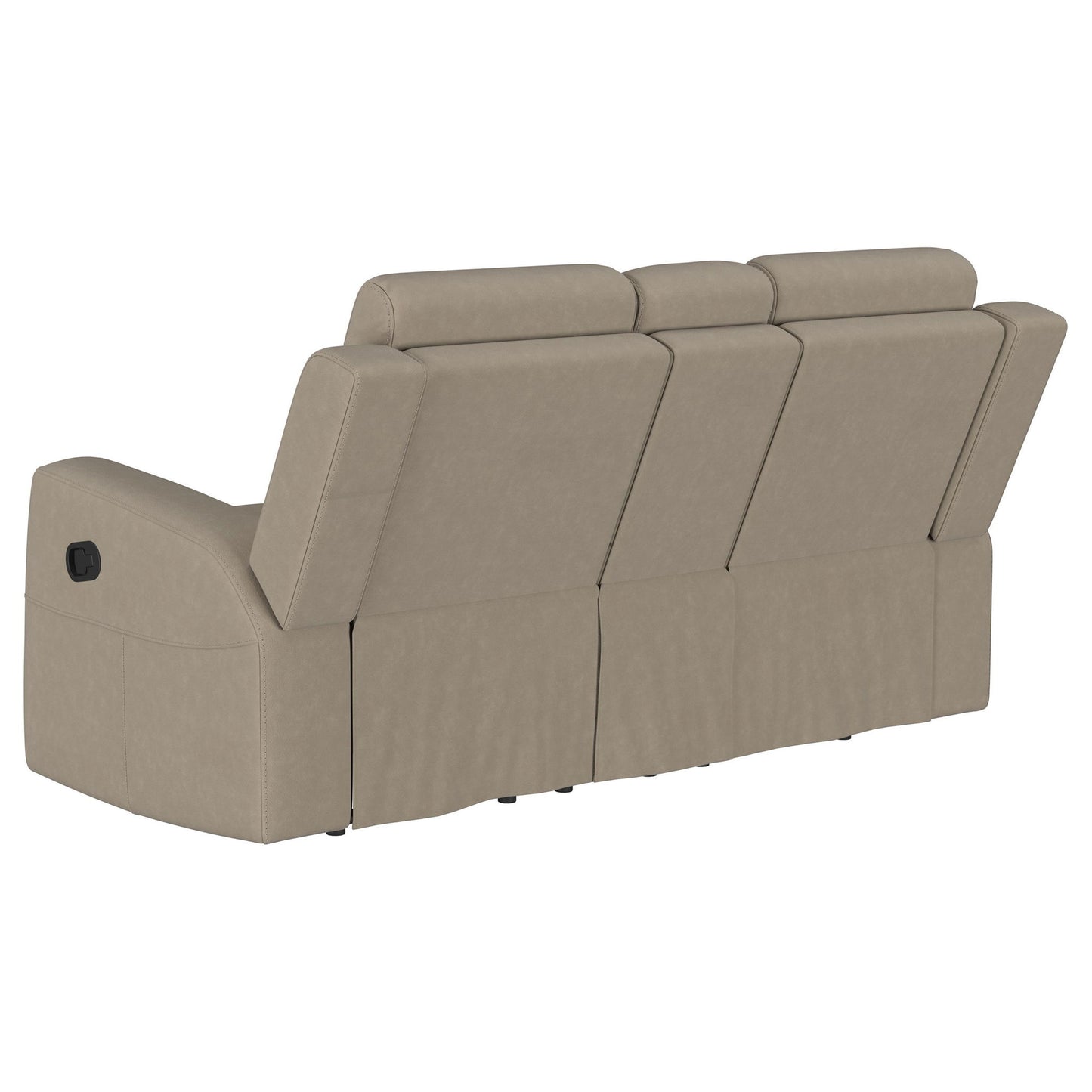 Slater - 3 Piece Upholstered Reclining Sofa Set And Built In Storage - Taupe