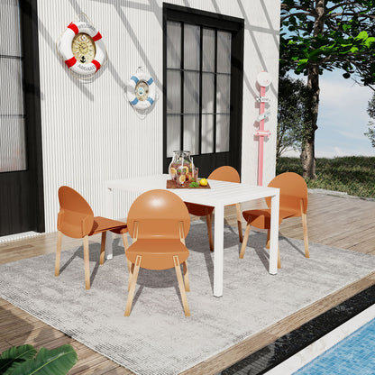 4 Piece Set Of Single Chairs With Long Table